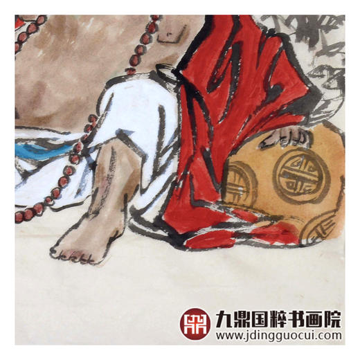 杨西沐《和气生财》68*68cm 人物斗方作品 茶室/书房挂画 商品图7