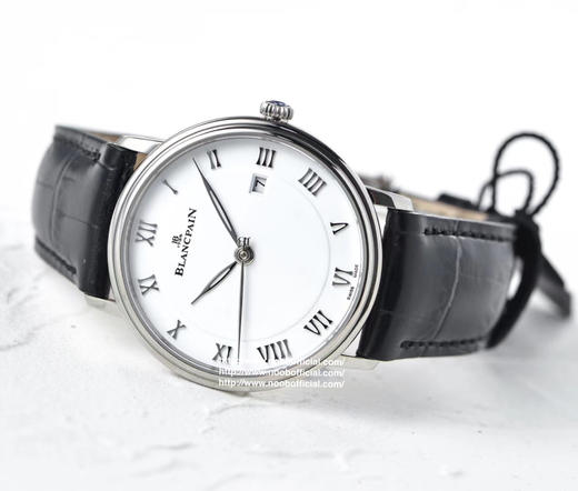 ZF新品【谦敬大作 致敬原版】宝珀6651-1127-55B搪瓷白，柳叶针，罗马刻度，简洁明快。黑色胎牛皮表带，柔软舒适。犹如腕间绅士，经典非凡【表壳】口径40mmX8.7mm 商品图6