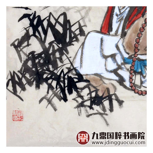 杨西沐《和气生财》68*68cm 人物斗方作品 茶室/书房挂画 商品图6