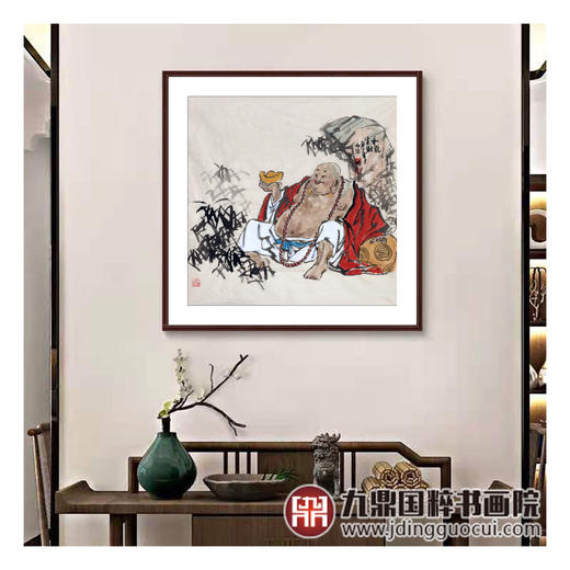 杨西沐《和气生财》68*68cm 人物斗方作品 茶室/书房挂画 商品图2