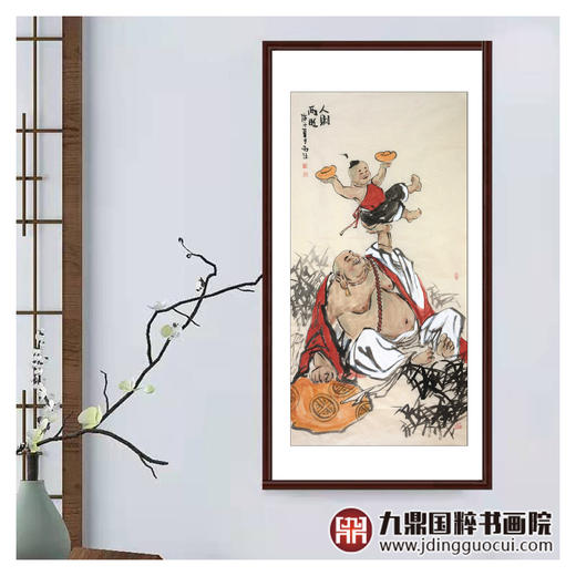 杨西沐《人财两旺》68*138cm 人物竖幅作品 玄关/茶室挂画 商品图3