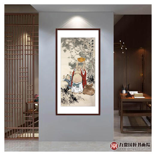 杨西沐《财源广进》68*138cm 人物竖幅作品 茶室/客厅挂画 商品图2