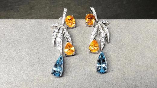 "阳光沙滩"圣玛利亚色海蓝宝+老矿芬达耳环 商品图0