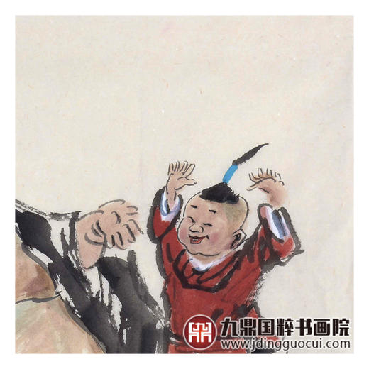 杨西沐《人财两旺》68*68cm 人物斗方作品 茶室/书房挂画 商品图5