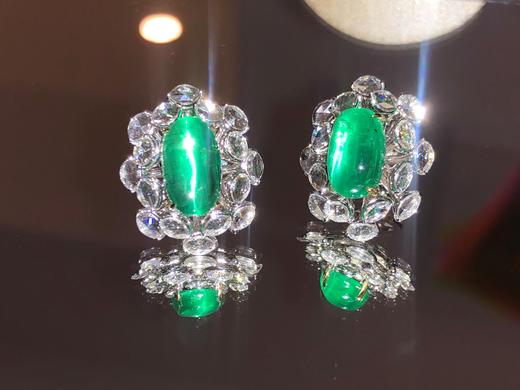 “凝视”罕见收藏级祖母绿猫眼耳钉 商品图0