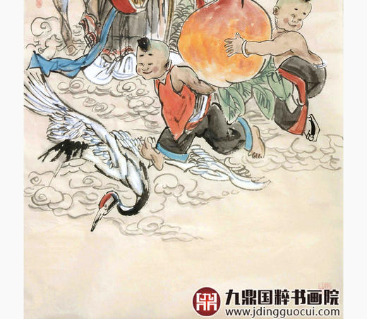 杨西沐《献寿图》68*138cm 人物竖幅作品 茶室/客厅挂画 商品图5