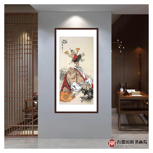 杨西沐《人财两旺》68*138cm 人物竖幅作品 玄关/茶室挂画 商品图2