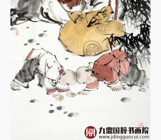 杨西沐《人财两旺》68*138cm 人物竖幅作品 茶室/客厅挂画 商品图5