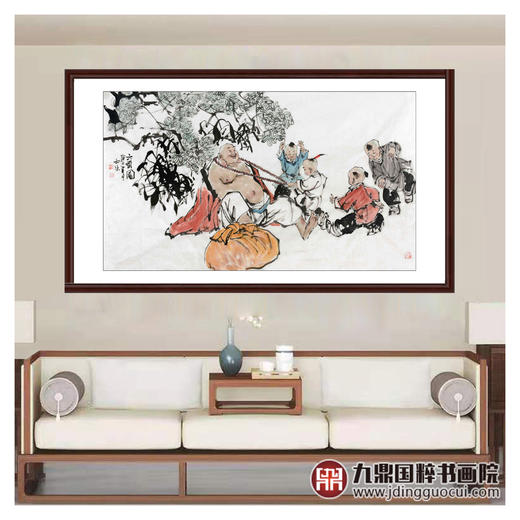 杨西沐《六顺图》70*122cm 人物横幅作品 茶室/客厅挂画 商品图3