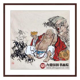 杨西沐《和气生财》68*68cm 人物斗方作品 茶室/书房挂画