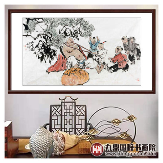 杨西沐《六顺图》70*122cm 人物横幅作品 茶室/客厅挂画 商品图2