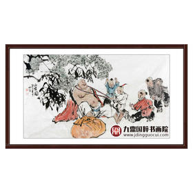 杨西沐《六顺图》70*122cm 人物横幅作品 茶室/客厅挂画