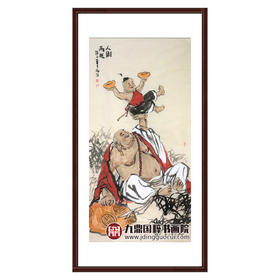 杨西沐《人财两旺》68*138cm 人物竖幅作品 玄关/茶室挂画