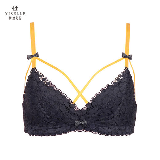 850035伊丝艾拉 文胸 清雅全蕾丝零压迫时尚三角文胸[清叶花间]
