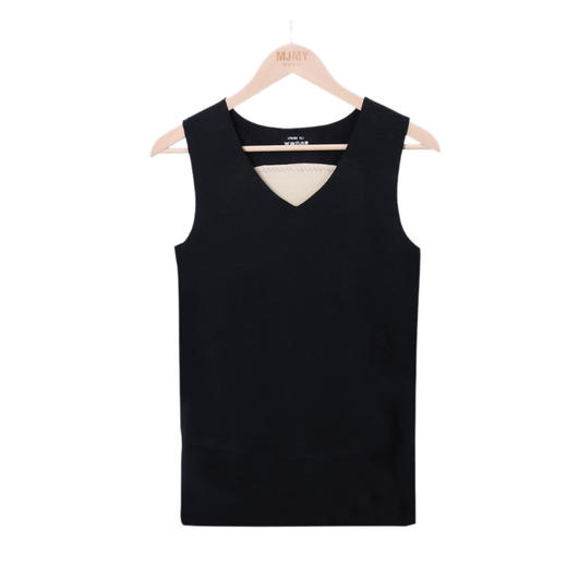 美季美优男士聚热加厚护胸护背v领磨毛背心单衣