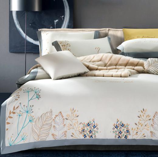 【四件套】*秋冬轻奢80支全棉磨毛四件套简约纯色刺绣加厚保暖磨毛床单床笠款 商品图1