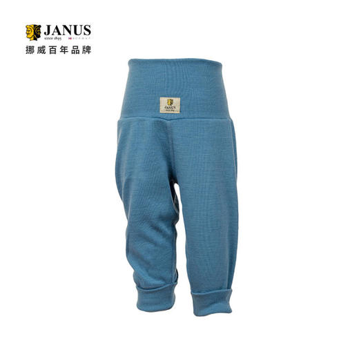 JANUS挪威美利奴羊毛男童女童宝宝高腰护肚裤子加厚保暖松紧柔软 商品图0