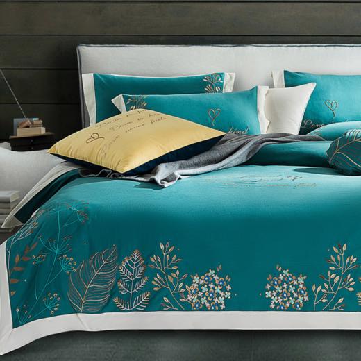 【四件套】*秋冬轻奢80支全棉磨毛四件套简约纯色刺绣加厚保暖磨毛床单床笠款 商品图2