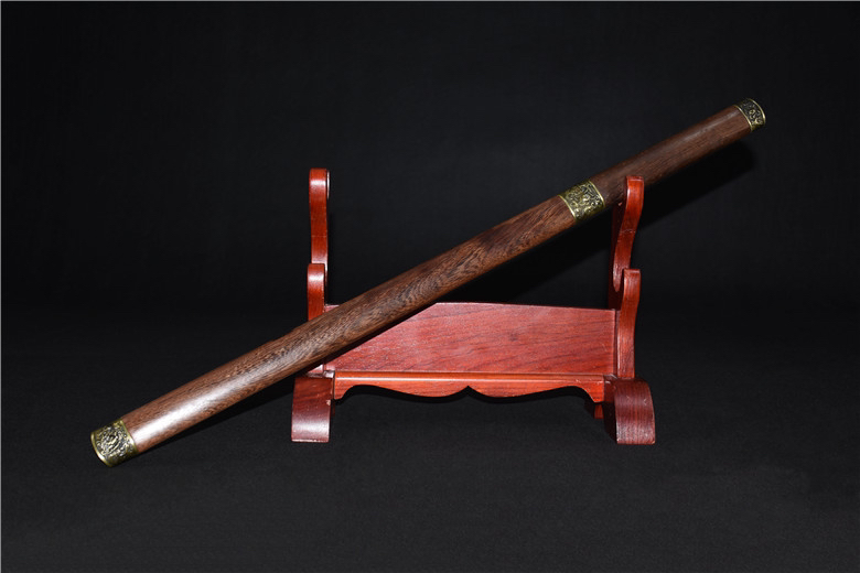 【品名】01663中款花梨木牡丹直刃(未开刃)