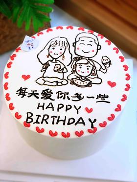 手绘一家三口 下单前请仔细阅读商品详情