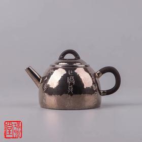 璞聖堂 半瓢古文小壶H170 錾刻青铜器古文字纯银999 日本急须手工泡茶壶