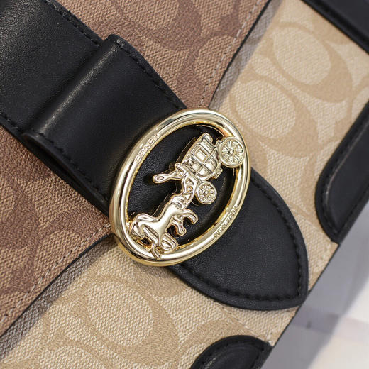 秋冬特价550 蔻驰马拉车 georgie系列,咖色撞色搭配黑色边饰,低调的