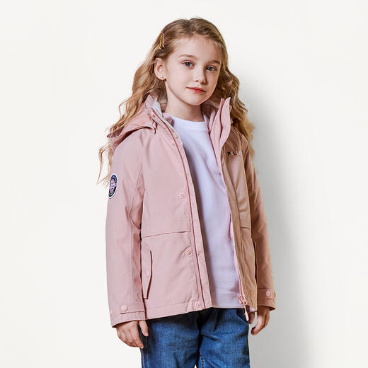 伯希和13840123儿童可拆卸冲锋衣男女童三合一抓绒两件套防风保暖外套 商品图7