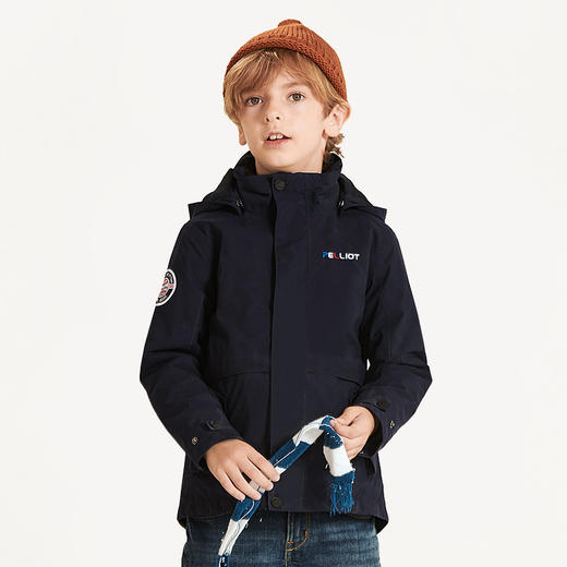 伯希和13840123儿童可拆卸冲锋衣男女童三合一抓绒两件套防风保暖外套 商品图5