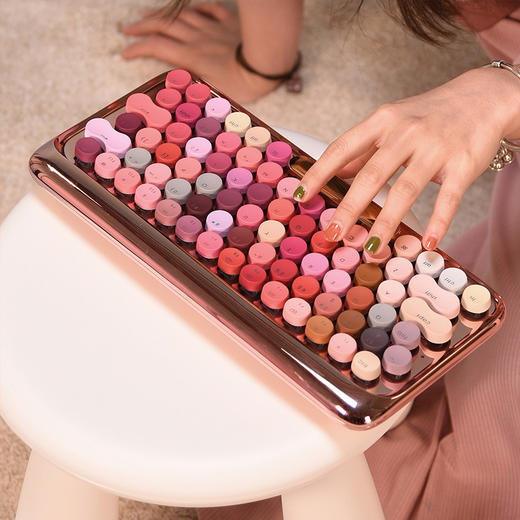 洛斐无线蓝牙机械键盘 DOT圆点苹果Mac电脑办公笔记本iPad手机 马卡龙女神限量款 口红键盘 玫瑰金限量版键鼠套装 商品图2