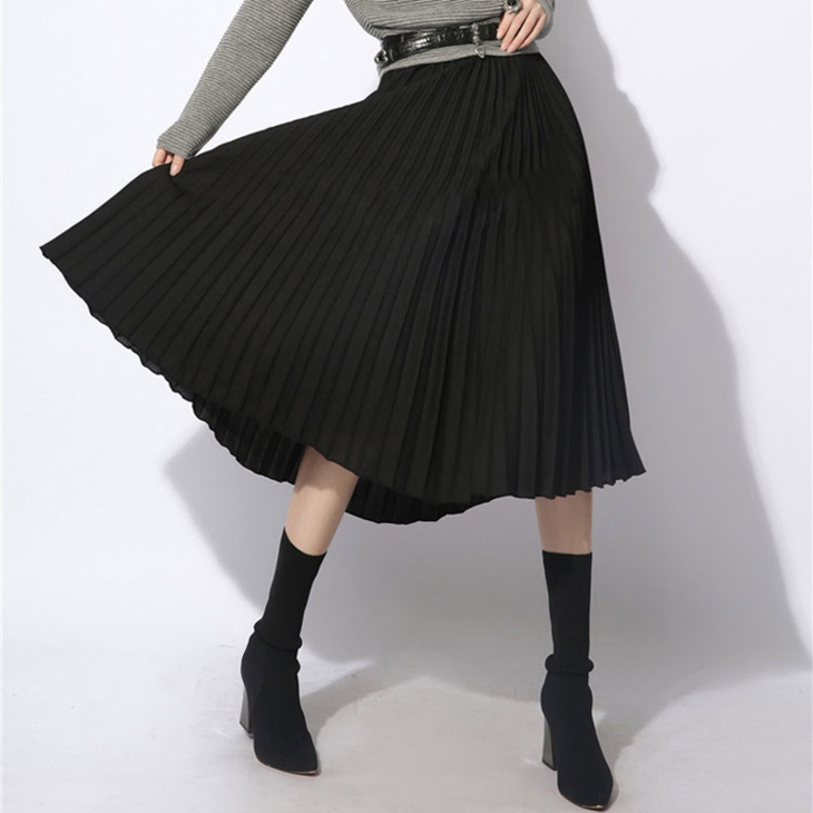 amass阿玛施 黑色百褶半身裙5200054-2039411-001,吊牌价1000,2 5码