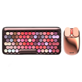 洛斐无线蓝牙机械键盘 DOT圆点苹果Mac电脑办公笔记本iPad手机 马卡龙女神限量款 口红键盘 玫瑰金限量版键鼠套装