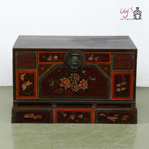 华伦家具 彩绘箱 字画箱 储物箱子 全实木箱子 衣箱整理收藏箱 商品图2