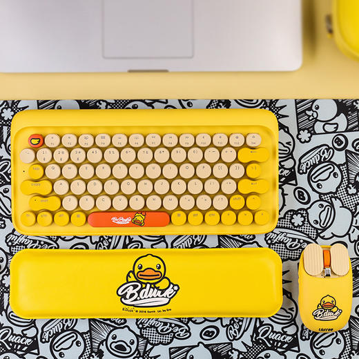 LOFREE 洛斐小黄鸭 B.Duck DOT圆点蓝牙机械键盘 无线复古键盘 iPad苹果笔记本键盘 小黄鸭键鼠套装 商品图3