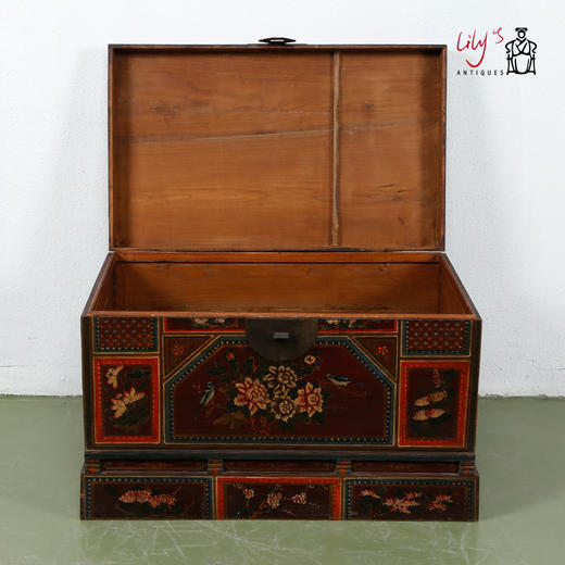 华伦家具 彩绘箱 字画箱 储物箱子 全实木箱子 衣箱整理收藏箱 商品图3