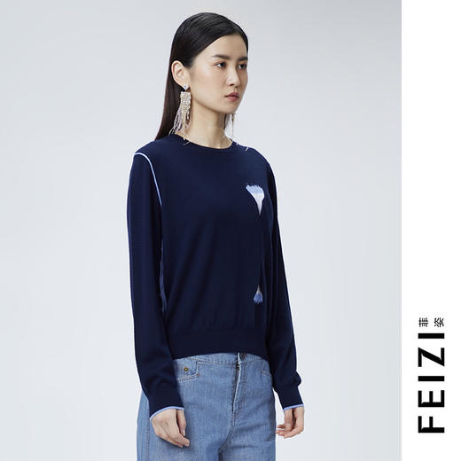 菲姿/feizi 2021春季新款撞色毛衫