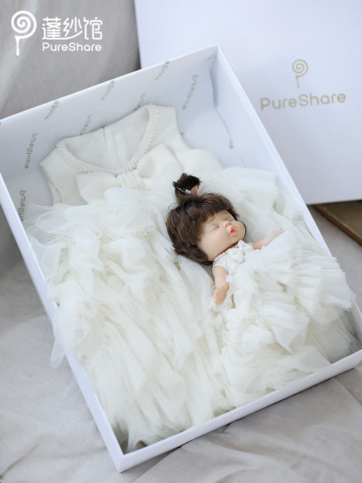 pureshare 百日礼服白纱蓬蓬裙女童连衣裙公主裙礼盒宝宝裙 商品图3
