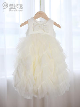 pureshare 百日礼服白纱蓬蓬裙女童连衣裙公主裙礼盒宝宝裙