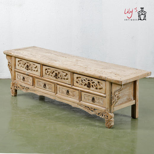 中式电视柜 榆木雕花落地柜 可储物边柜 矮柜禅意客厅茶几 影视柜 商品图3