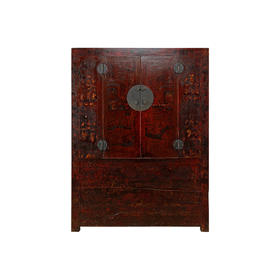 华伦家具红漆描金大柜衣柜书柜储物柜明清古典家具收藏民宿影视