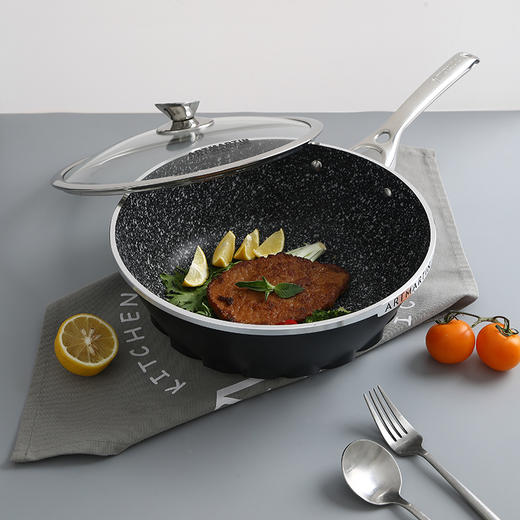 阿米尔 黑色火焰系列28cm/32cm单柄炒锅