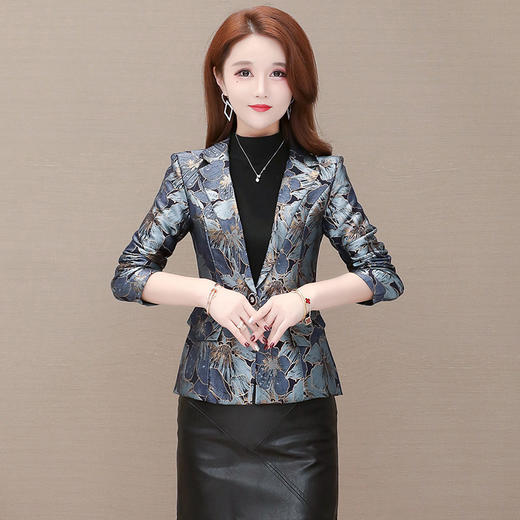 YWE-YZ601印花时尚一粒扣优雅修身小西装外套 商品图3