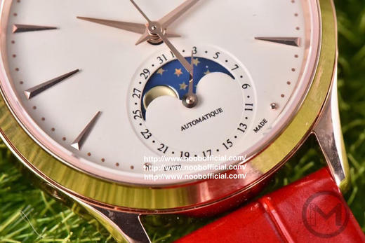 星月交辉 积善成家
IM新晋女神——积家月相大师 字面采用高温纯银镀铬尽显女神肤色光泽，太妃型指针犹如女神芊芊玉指点缀在镀银表盘优雅高贵，18*16mm蓝/红色表带 商品图2