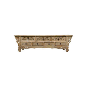 中式电视柜 榆木雕花落地柜 可储物边柜 矮柜禅意客厅茶几 影视柜