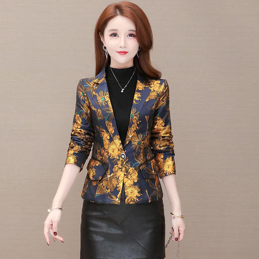 YWE-YZ601印花时尚一粒扣优雅修身小西装外套 商品图1