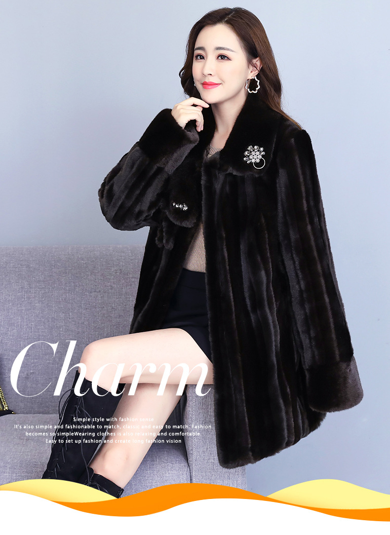 皮貂皮大衣外套女2020新款长袖中长款时尚气质优雅加肥加大上衣【唐丝