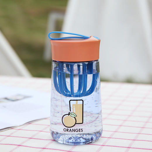 340ml夏日果汁塑料杯ins风小清新水杯带搅拌杯子