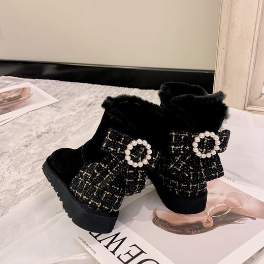 上海旗袍厂MK-MK2236      秋冬新款小香风蝴蝶结圆头平跟时装靴纯色真皮舒适百搭雪地靴 商品图6