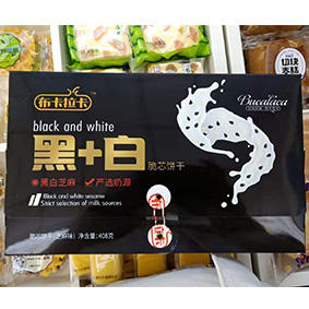 【7.9元/盒】布卡拉卡芝麻味黑+白脆芯饼干408g（0706957） 商品图0