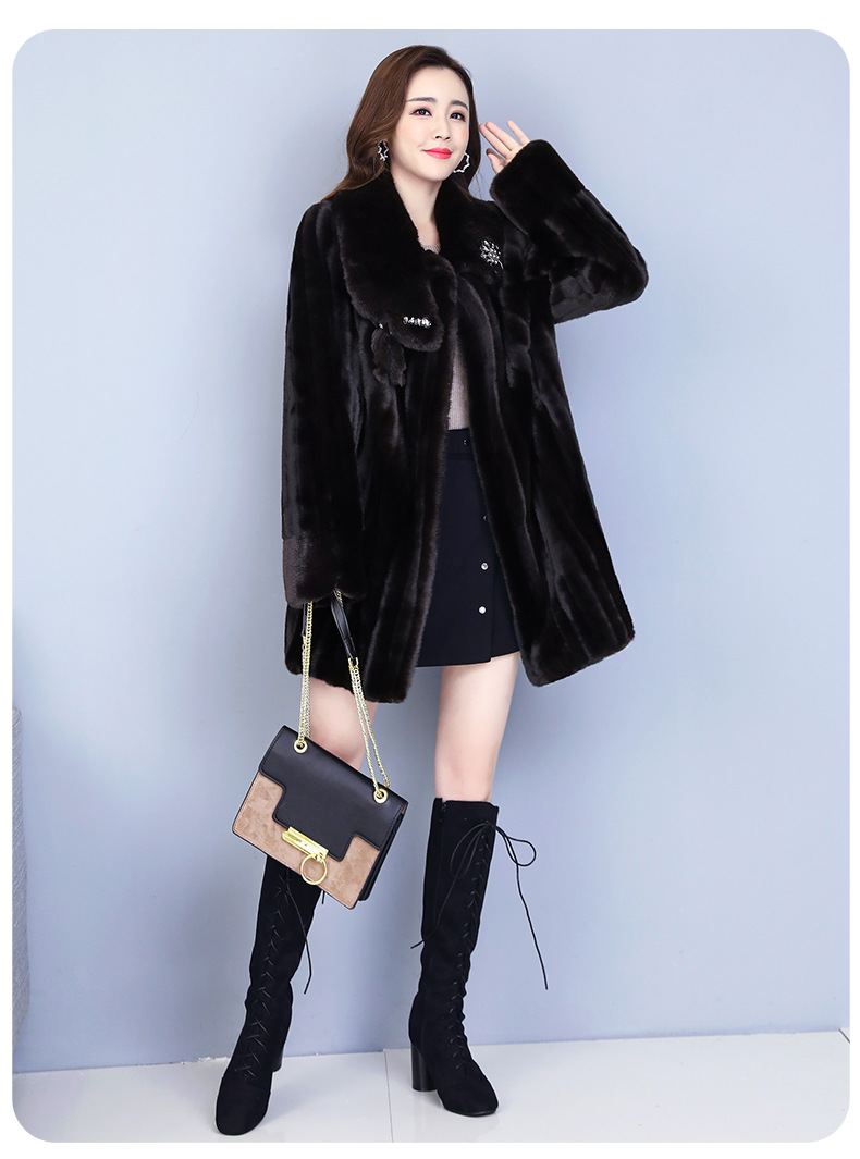 皮貂皮大衣外套女2020新款长袖中长款时尚气质优雅加肥加大上衣【唐丝