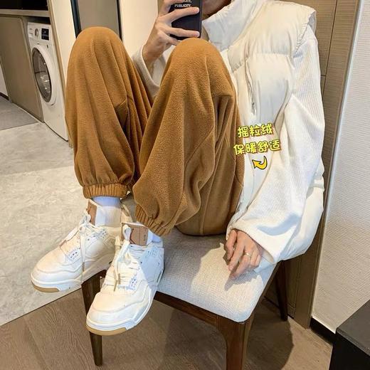 冬季摇粒绒保暖裤子男束脚ins潮流休闲运动学生韩版百搭小脚卫裤 商品图1